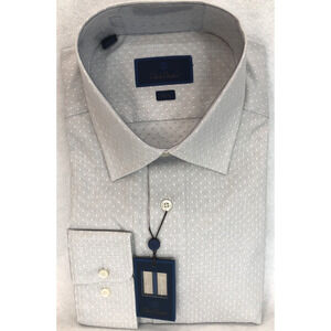 David Donahue Slim Fit Barrel Cuff Gray Dobby Dress Shirt Men's 17.5 36-37